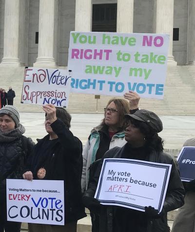 Activists protest gerrymandering at the Supreme Court